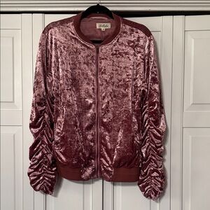 Listicle Velvet Bomber Jacket - Mauve